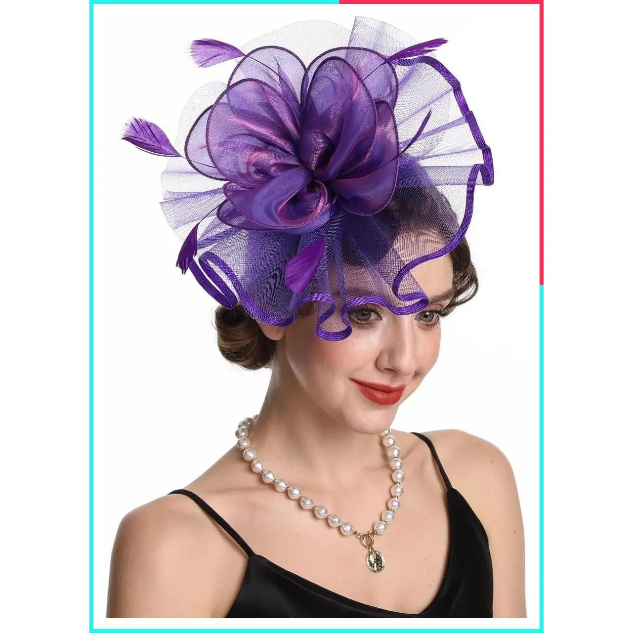 Women's Organza Vintage Church Wedding Fascinator Tea Party Hat for Summer
