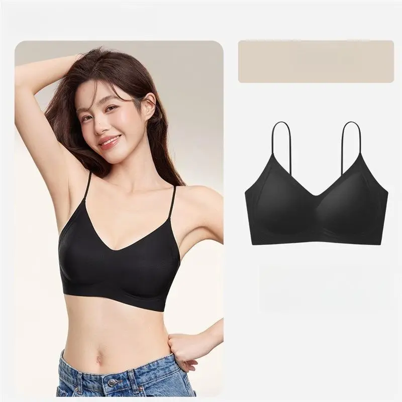 Women's Seamless Bralette - No Steel Ring, Cool Breathable Thin Fabric, Small Breast Gather, Invisible Underwear, Summer Beauty Back Apparel