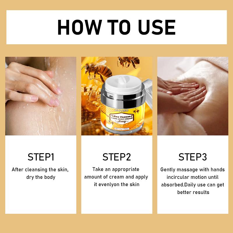 ROZINO Bee Venom Care Joint Cream - Soothing Relief for Joint Discomfort Treatment Therapeutic