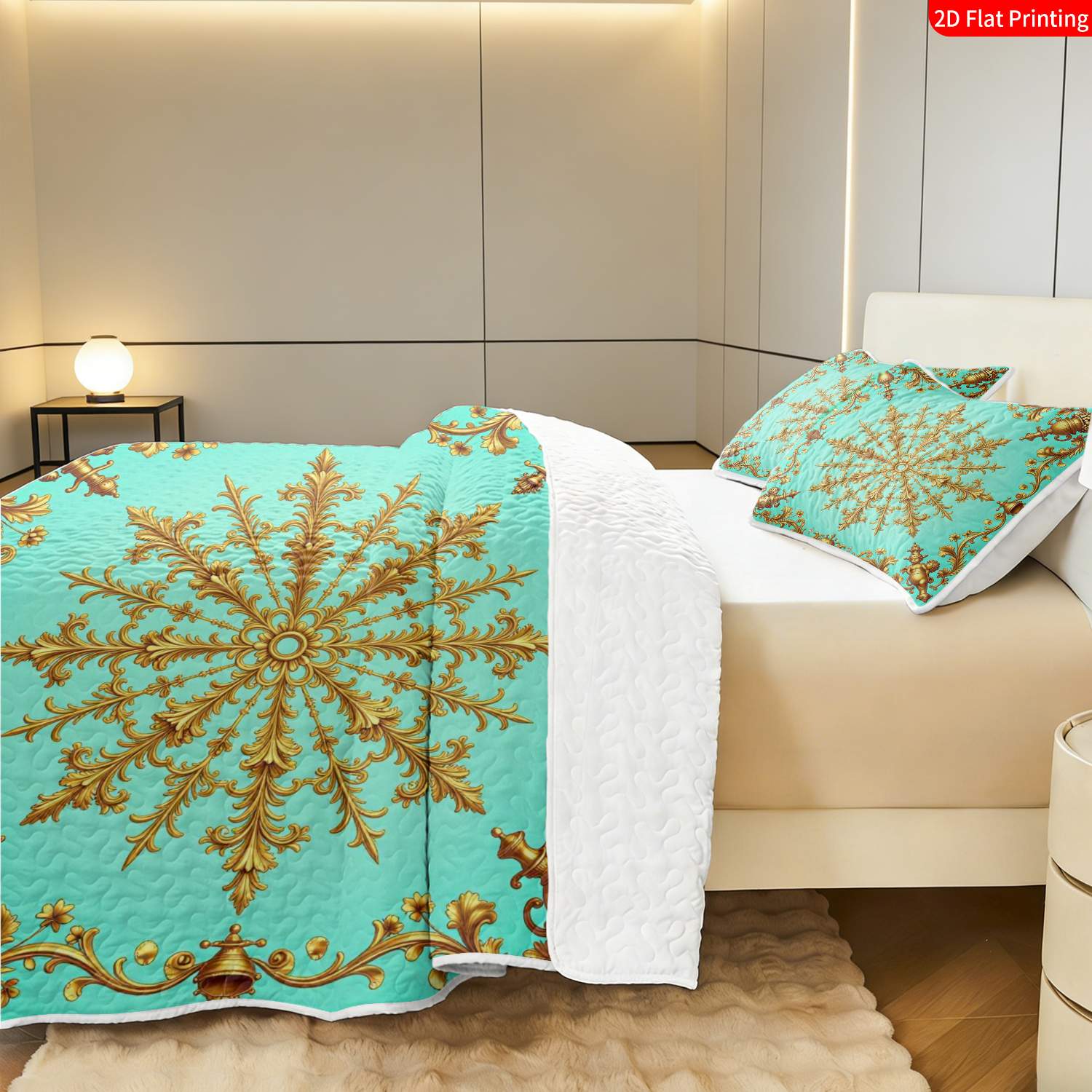 3 pcs, 2D Flat Print Baroque Ornate Pattern Bedspread Set, Soft and Comfortable, Multiple Sizes Available, Suitable for Gifting and Daily Use, Ideal for Creating a Cozy Home Atmosphere(1 bedspread , 2 pillowcases)
