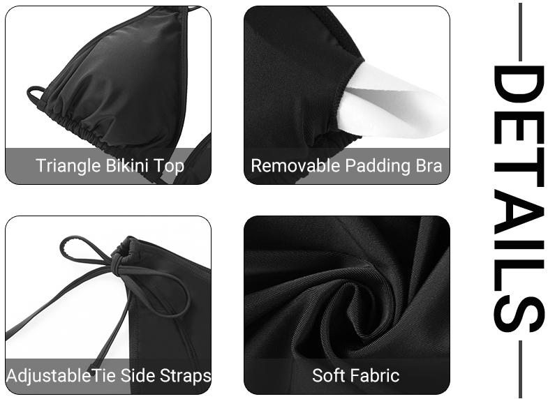 Daci Women Plus Size Triangle Bikini Sets Two Piece Double Straps Halter Swimsuit Side Tie String Sexy Bathing Suits