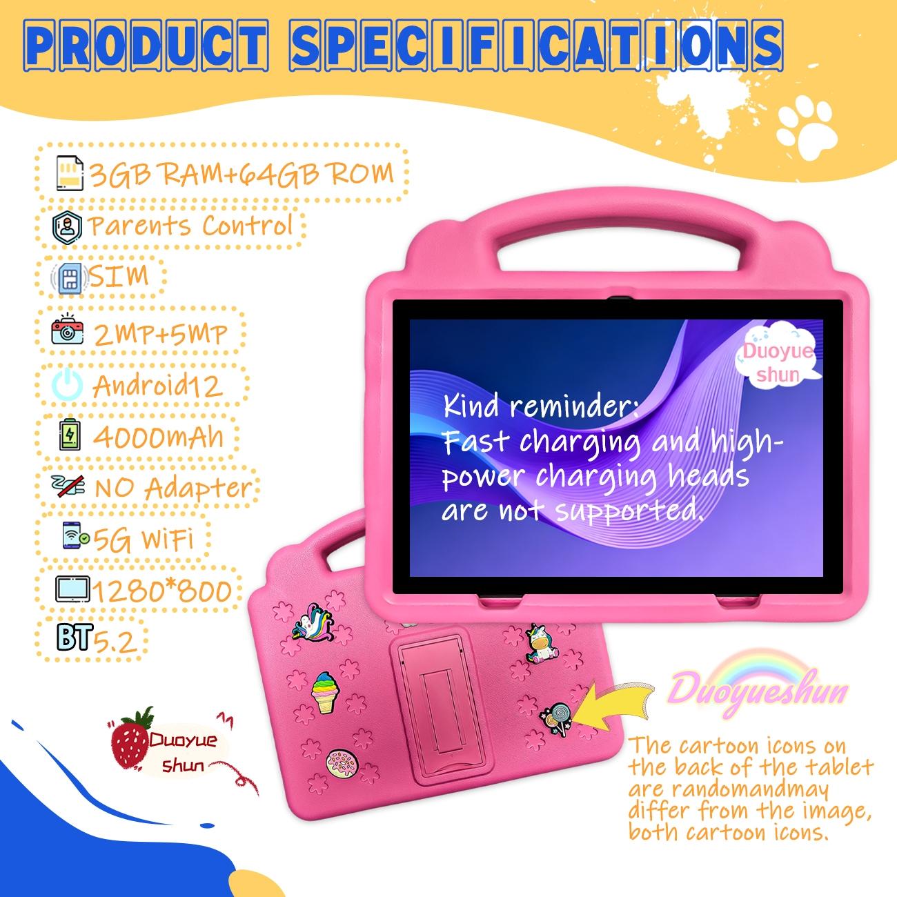 10.1 Inch HD Screen Android Tablet PC, Learning Entertainment Tablet, Dual Sim Card Support, Bluetooth-compatible & WiFi Connectivity, Ideal for Education & Entertainment