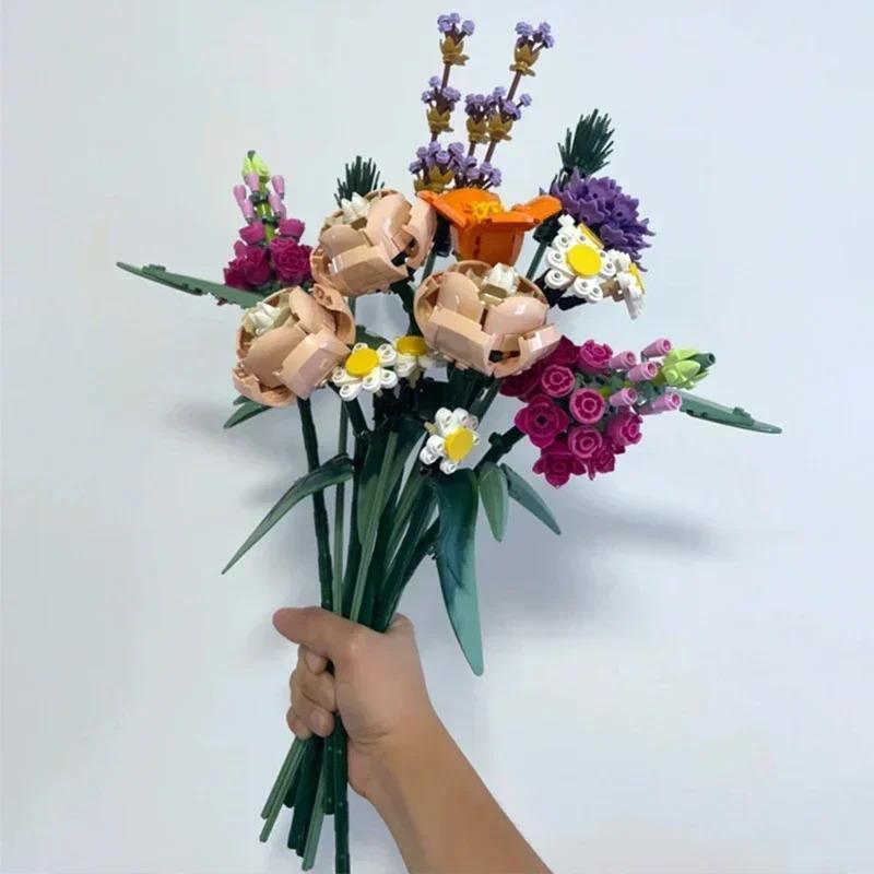 756 pieces of 10280 romantic flower bouquet decorative building blocks, suitable for girlfriends' birthdays, Christmas parties gifts