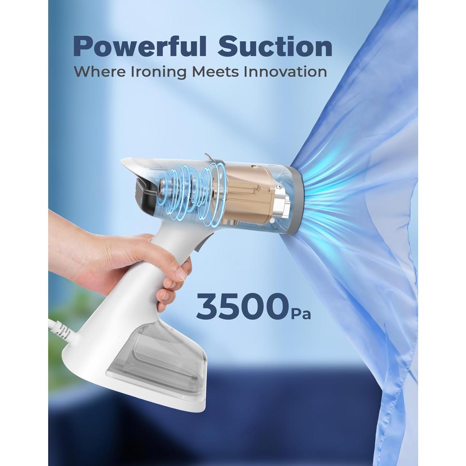 Vacuum Steamer with 270ml Water , Handheld Garment Steamer for Clothes with 3500Pa Suction, LED Screen, Portable Suction Handheld Vacuum Iron & Steamer for Wrinkle Removal (110-120V Use) Vacuum Steamer with 270ml Water , Handheld Garment Steamer for Clothes with 3500Pa Suction, LED Screen, Portable Suction Handheld Vacuum Iron & Steamer for Wrinkle Removal (110-120V Use)
