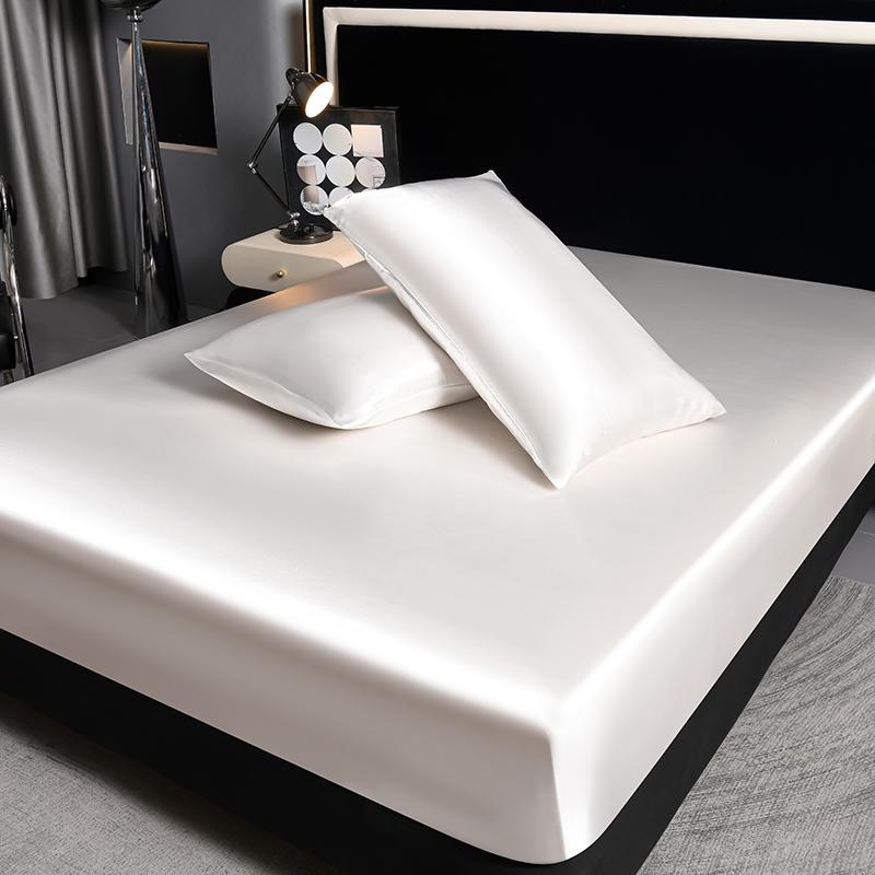 Satin Dustproof Mattress Protector & Sheet Set, Silky Fitted Sheet, 2/3pcs Silk-Like Bedding, Machine Washable & Skin-Friendly, For Home, Dorm, Hotel Use, Multiple Sizes Available