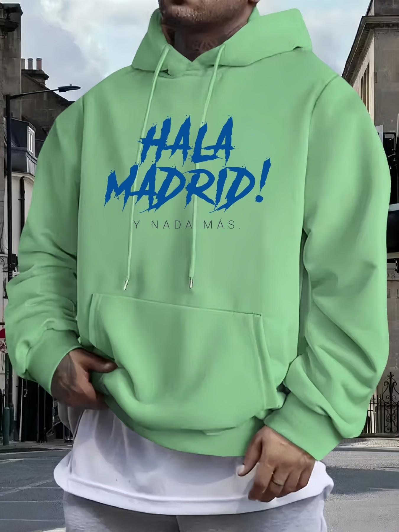 Men's Hala Madrid! Oversized Hoodie, Casual Loose Fit, Soft Comfortable Fabric, Ideal for Daily Wear and Sports, Trendy Printed Design