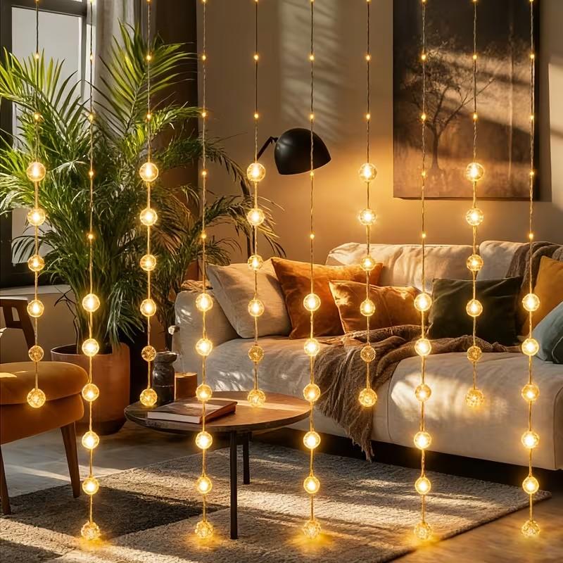 200cm Transparent Bubble Light String | USB Powered, Intelligent 8 Mode, Festive Atmosphere Decoration, Romantic and Warm, Ideal for Home, Dormitory, Study, Cafe, Valentine'S Day, Ramadan Decoration