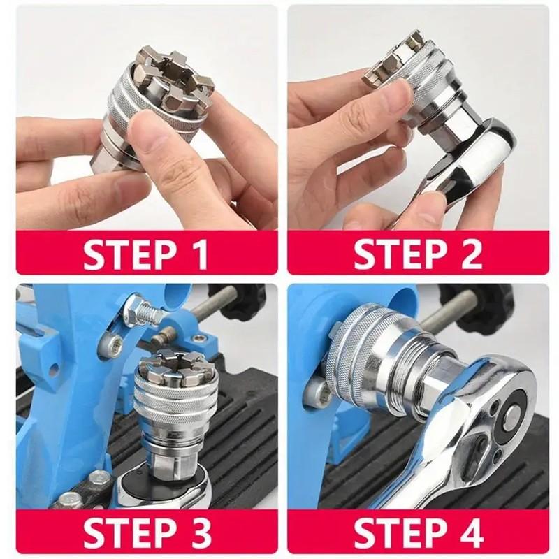 Adjustable Socket Wrench Set, Multifunctional Anti-slip & Durable Adapter, Car Repair Mechanical Tool Set, High Precision Manual Tool
