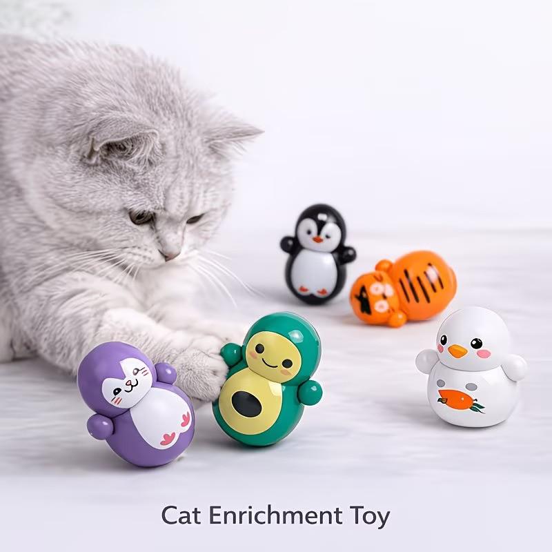 Indoor Cat Rolling Toy Set of 10, Self-Propelled Cat Toys, No Battery Required, Random Styles, Lightweight Plastic Puzzle Toys for Cats