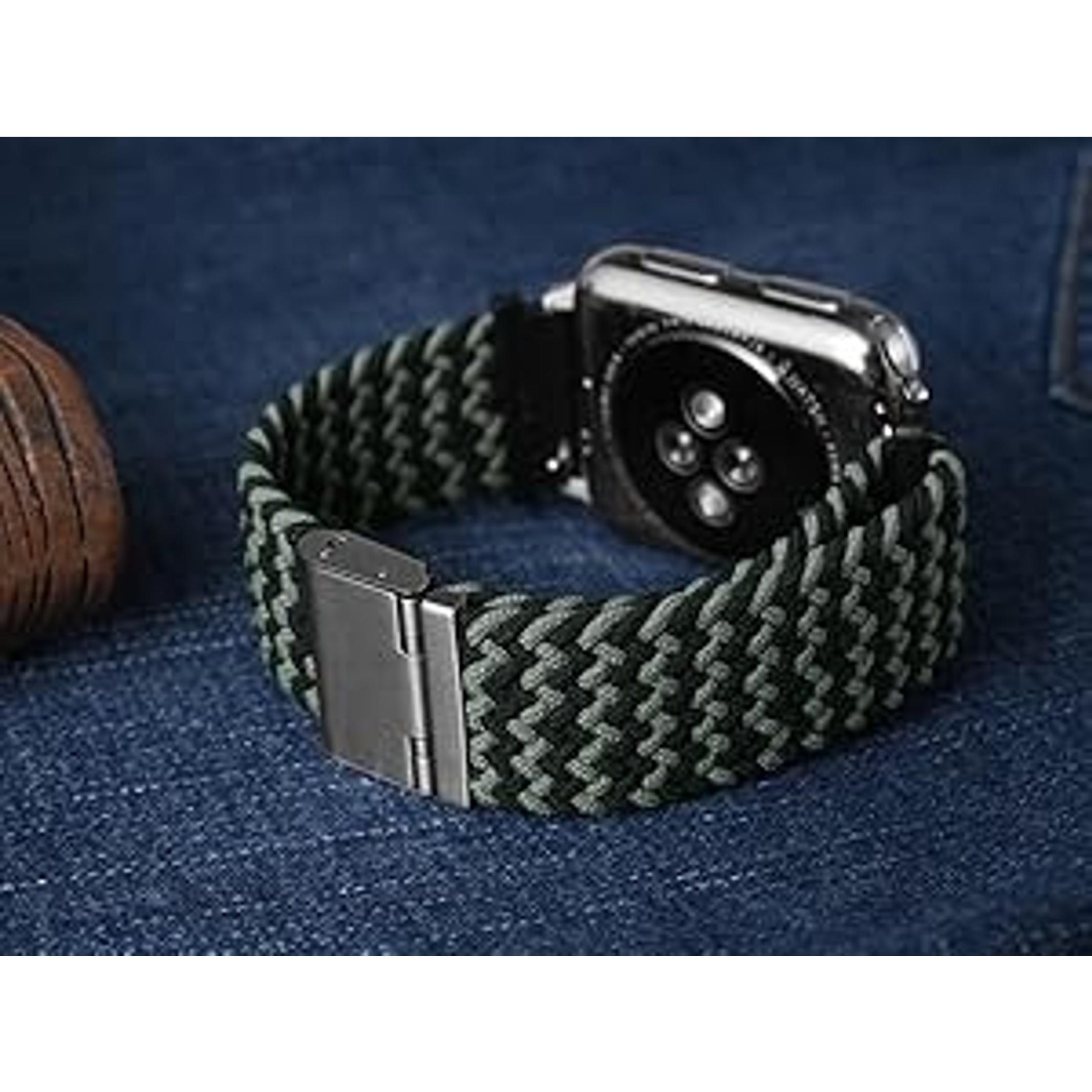 22mm Braided Nylon Watch Band for Men & Women, Quick Release, Black Stainless Steel Buckle - BlackGift