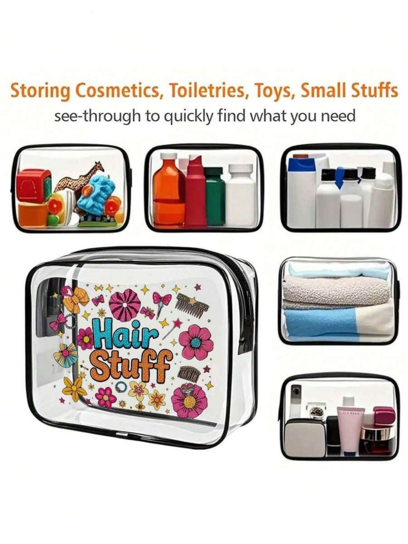 PVC Travel Organizer Pouch, Lightweight Fade-Resistant Cosmetics Bag, Portable Makeup Case, Easy-To-Clean Smart Storage Pouch