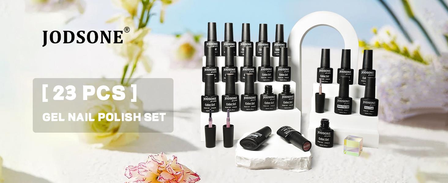 JODSONE 23PCS Gel Nail Polish Set Jelly Color Natural and Elegant Long Lasting Suitable for Home and Salon Salon