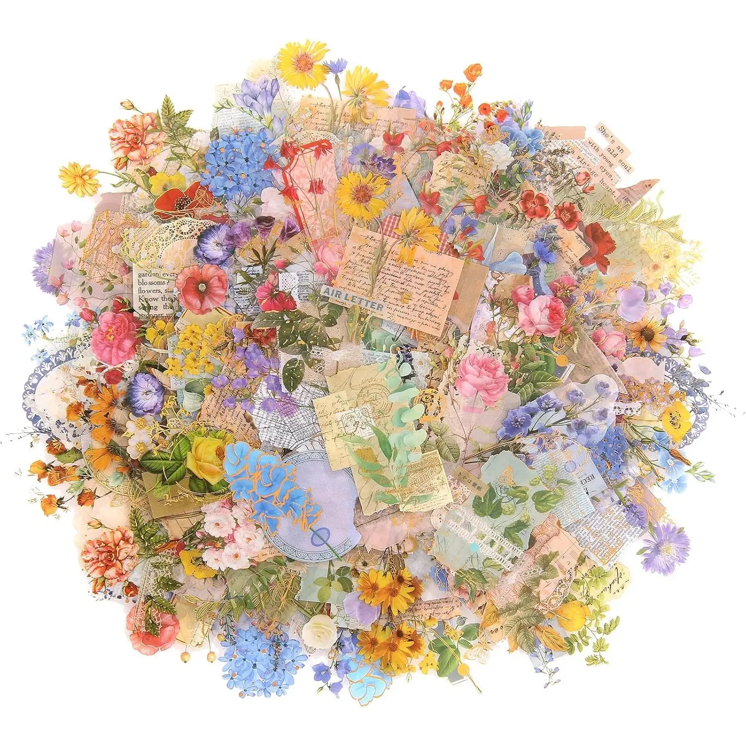 180 Pieces Transparent Flower Scrapbook Stickers