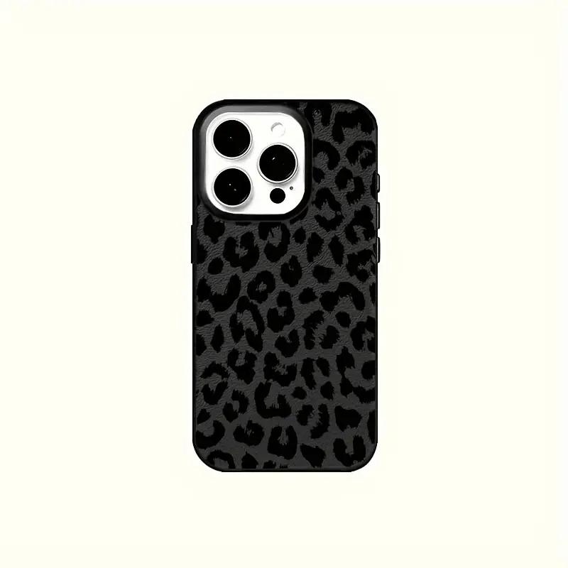 1Pc Black Leopard Brand Pattern All Inclusive Tpu Litchi Pattern Protective Mobile Phone Case For iPhone 16 15 14 13 12 11 Pro Max X XS XR 8 7 Plus Phone Case