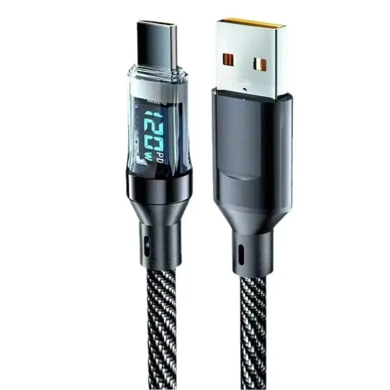 Super Fast Charging USB Type C Cable Data Transfer, USB A To Lightning for IPhone14 Pro Max Watt Display Cable, 120W New