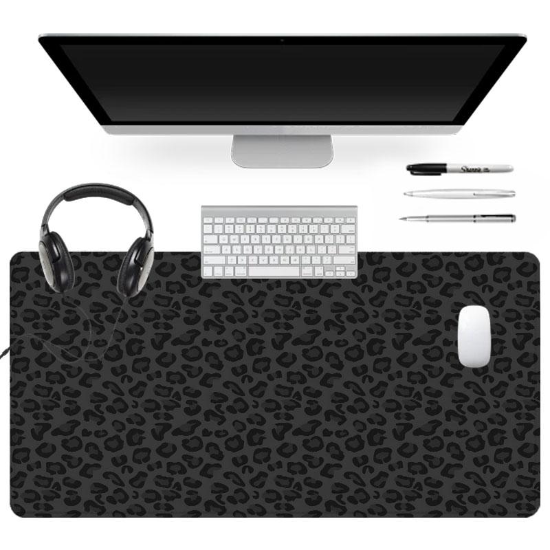 Extra Large Black Leopard Print Mouse Pad Stylish Gaming Mouse Pad 35x16 Inch Computer Keyboard Mousepad Suitable for Families, Offices and Schools. Perfect Gift for Family Members and Friends