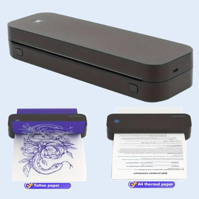 Christmas Gift, A4 Thermal Printer, Tattoo Paper Printer, Print Papers, Labels, Texts, Notebooks, Transfer Papers, Photos, Travel & Office Use, Portable Thermal Printer