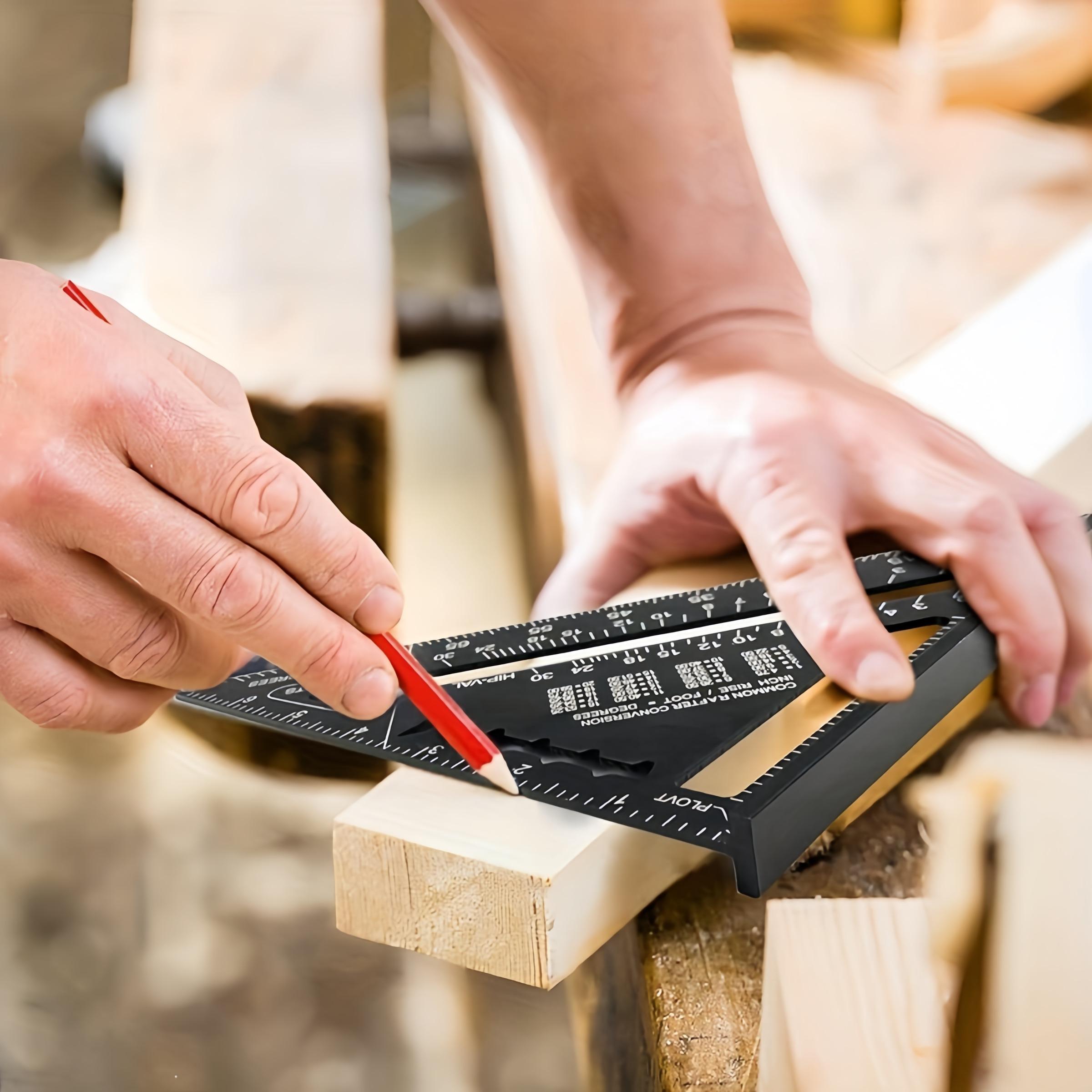 7 Inch Metric Triangular Ruler High Precision with 90° & 45° Angles Linear Measurement for Woodworking, Metalwork, Roofing, Drawing