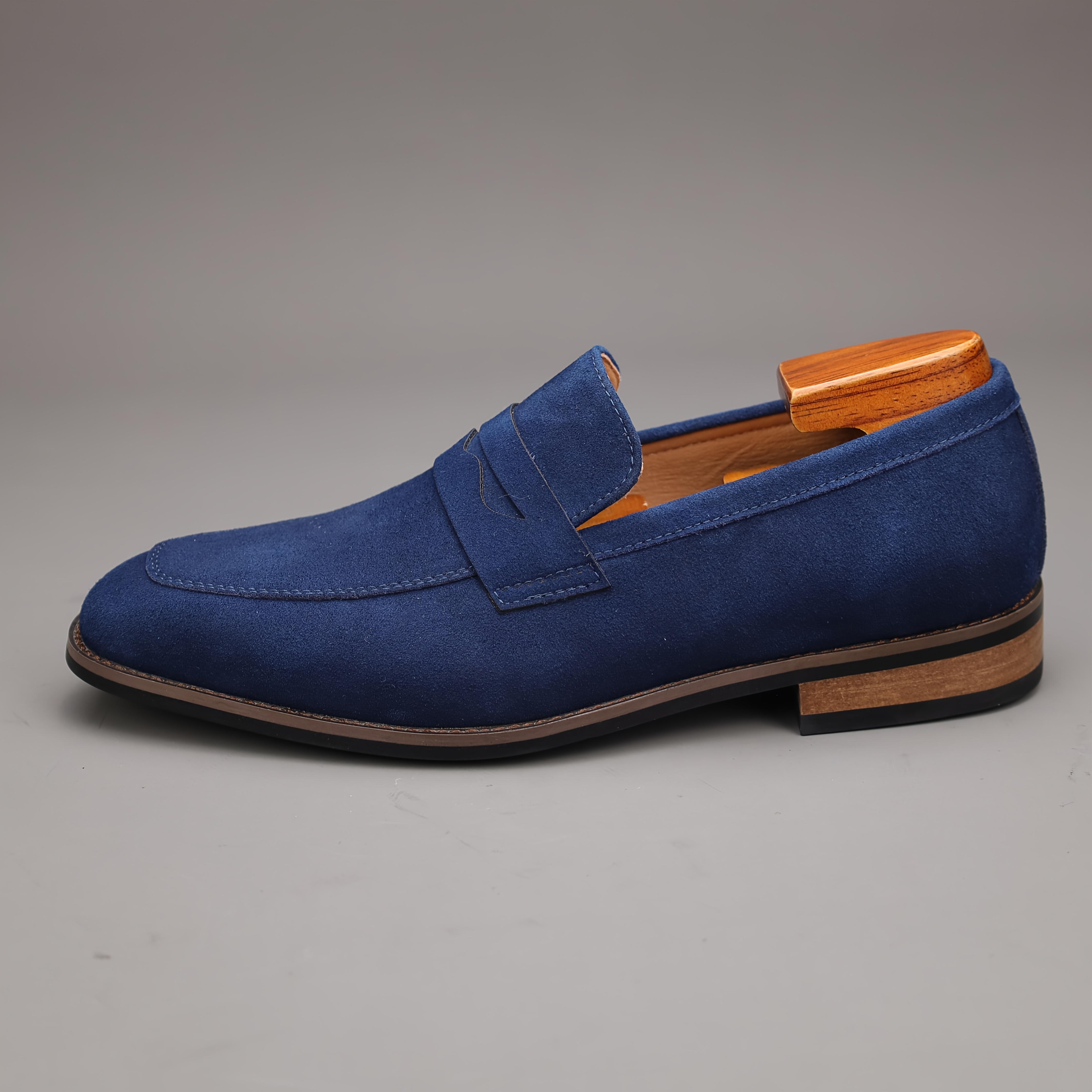 Men's Top Grain Cow Upper Slip On Penny Loafer Shoes, Elegant Comfy Non Slip Rubber Sole Dress Shoes, Men's Footwear,Real Shoes,size7-14