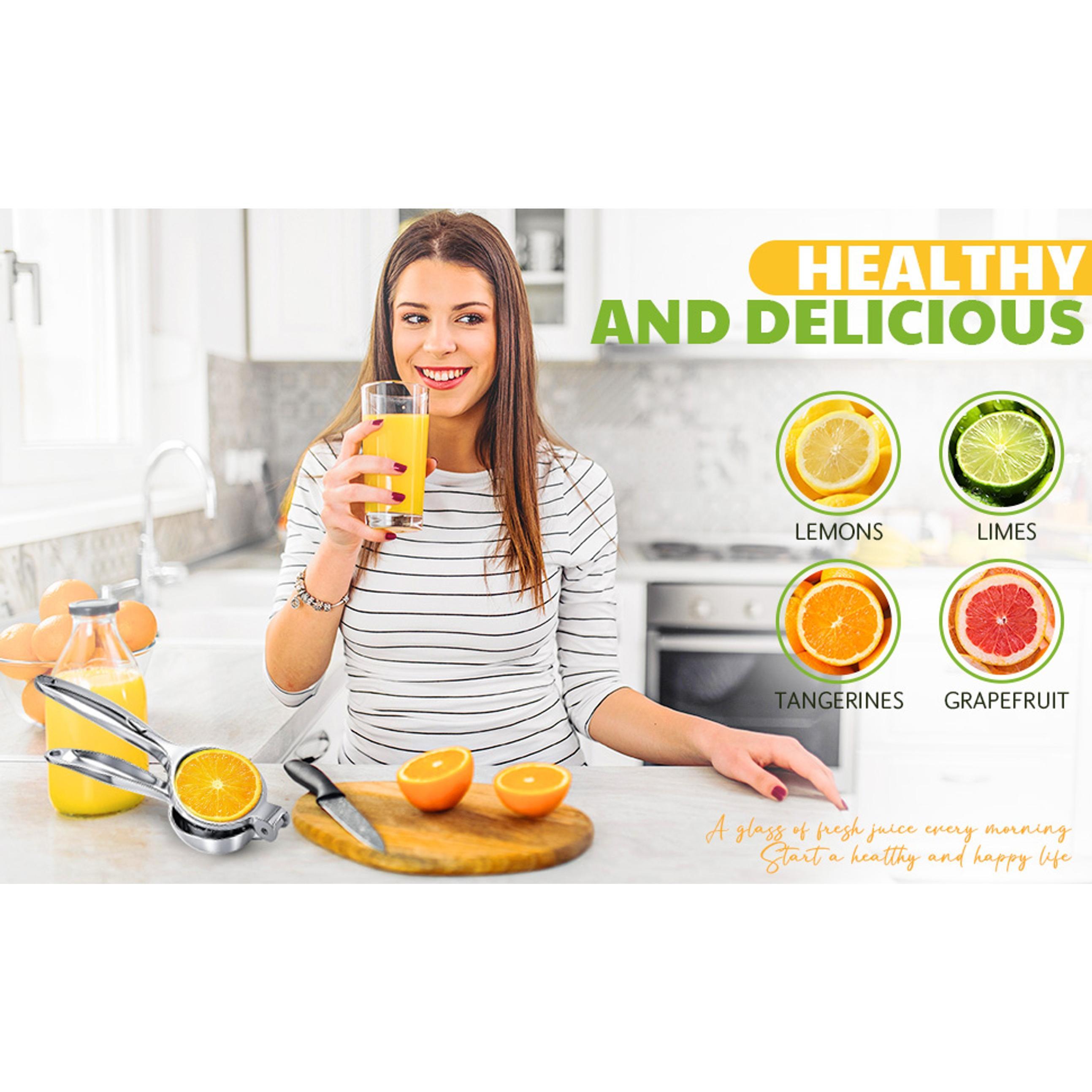 Lemon Squeezer Large, Lemon Squeezer Juicer Stainless Steel, Heavy Duty Manual Citrus Juicer Hand Press, Kitchen Tools Lime Squeezer Bar Tool, Easy to Clean Metal Lemon Hand Press