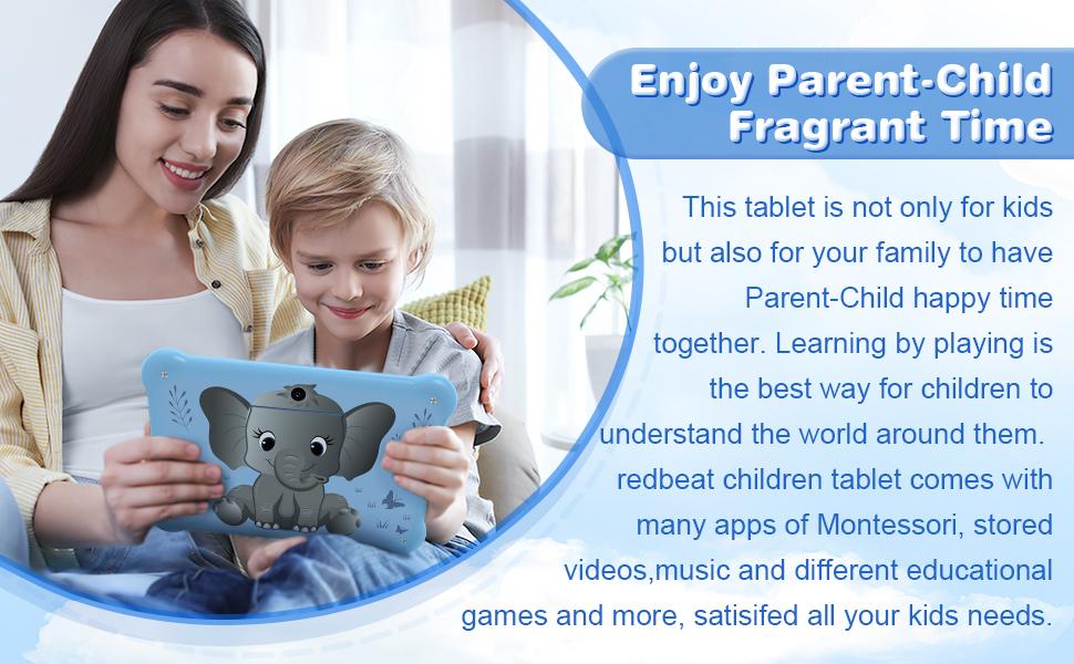 Redbeat B1 Kids Tablet 6GB RAM 32GB ROM Expandable to 1TB Built-in Stand 3G/5G WiFi Eye Health Mode Drop-Resistant Design for New Year Birthdays or Holidays Gifts Black Friday Flash Sale Halloween