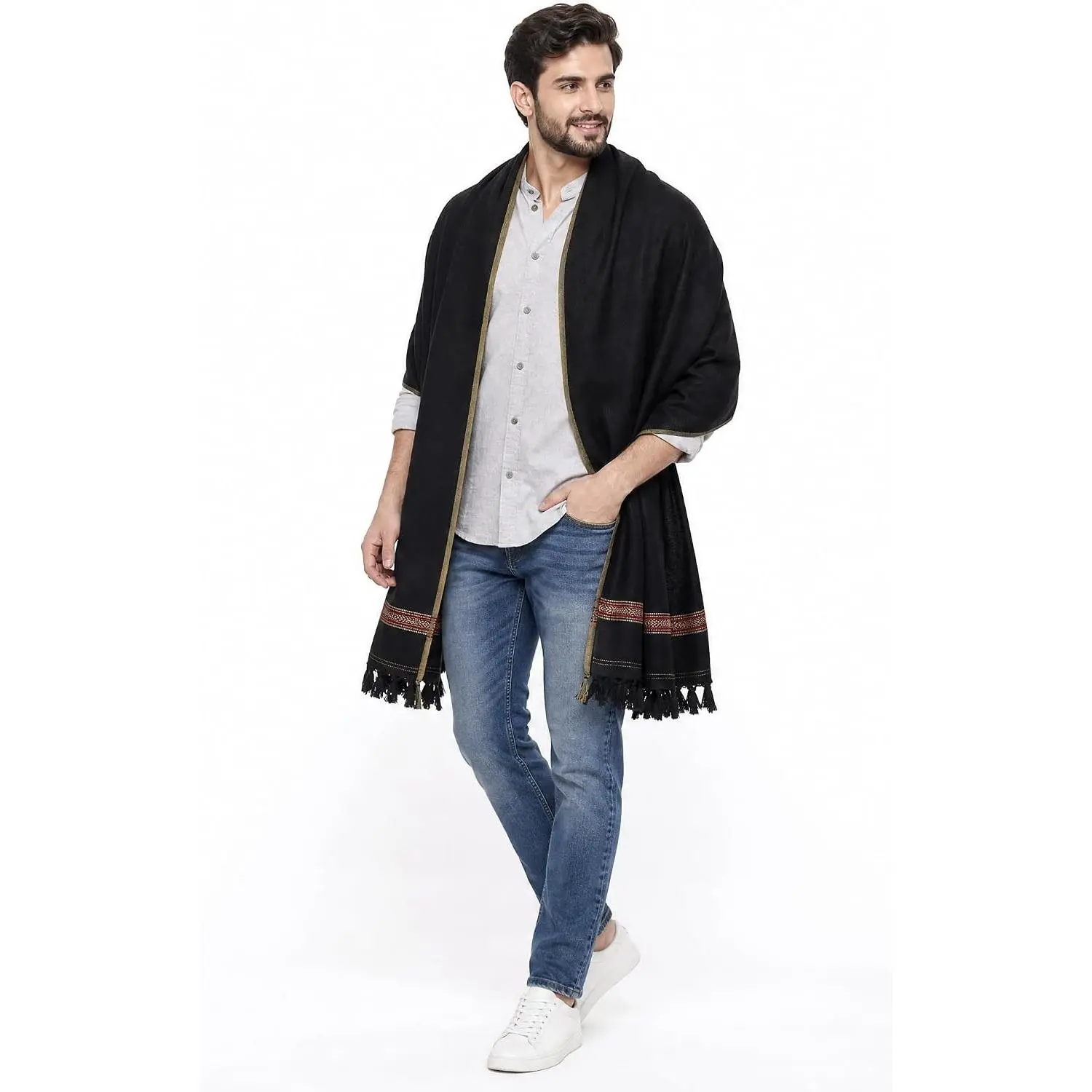 Men's Lightweight Cashmere Feel Scarf – Soft Breathable All-Season Shawl, Summer Travel Wrap(Gift)