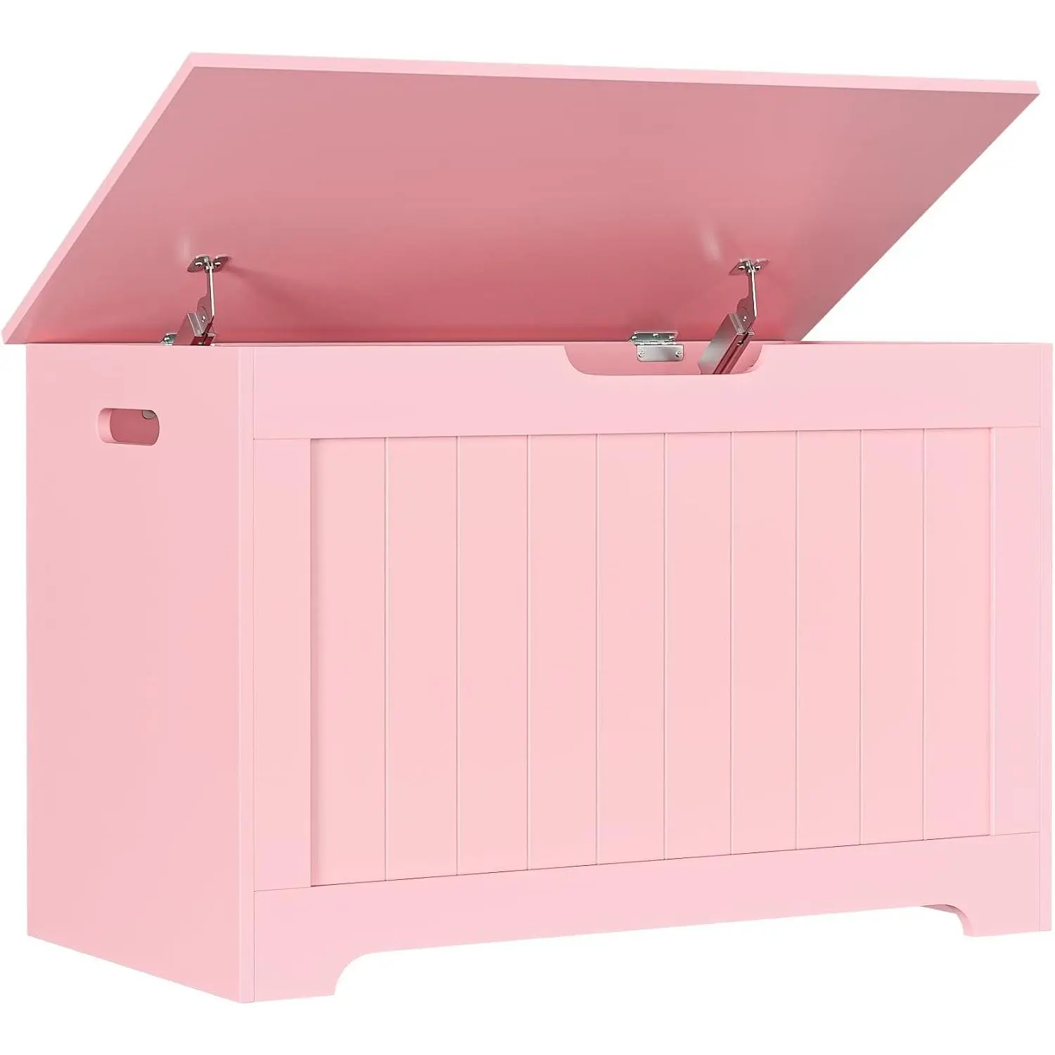 30'' Box Storage Chest Trunk, Wooden Storage Bench Organizer Box Shoe Blanket Chest, w/2 Safety Hinges, for Living Room, Bedroom, Entryway, Pink