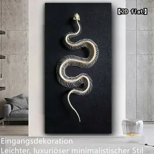 2D fiat Snake Skeleton, Spiral Arrangement, Unframed Wall Decor, Canvas Painting, Suitable for Indoor/Outdoor Home Decoration for Living Room, Office, Bathroom, Bar, Café, Gym, Presenting a Fashionable and Artistic Effect
