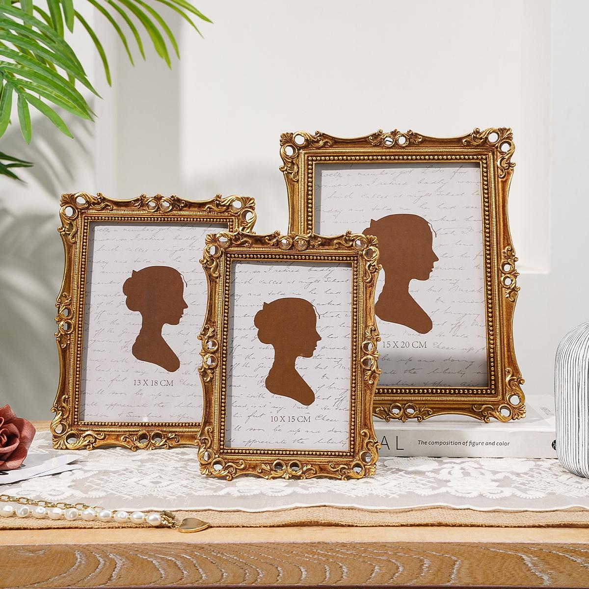 Vintage Resin Photo Frame, European Elegant Floral Design, Hand-Painted Home Decor, Ideal for Photo Display and Photography Props