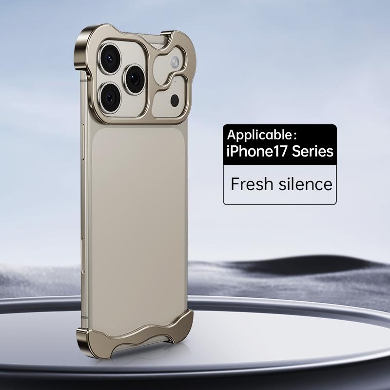 Minimalist Phone Case for iPhone 17 Series, Aluminum Alloy Frameless Design, Ultimate Protection with Lens Film Included