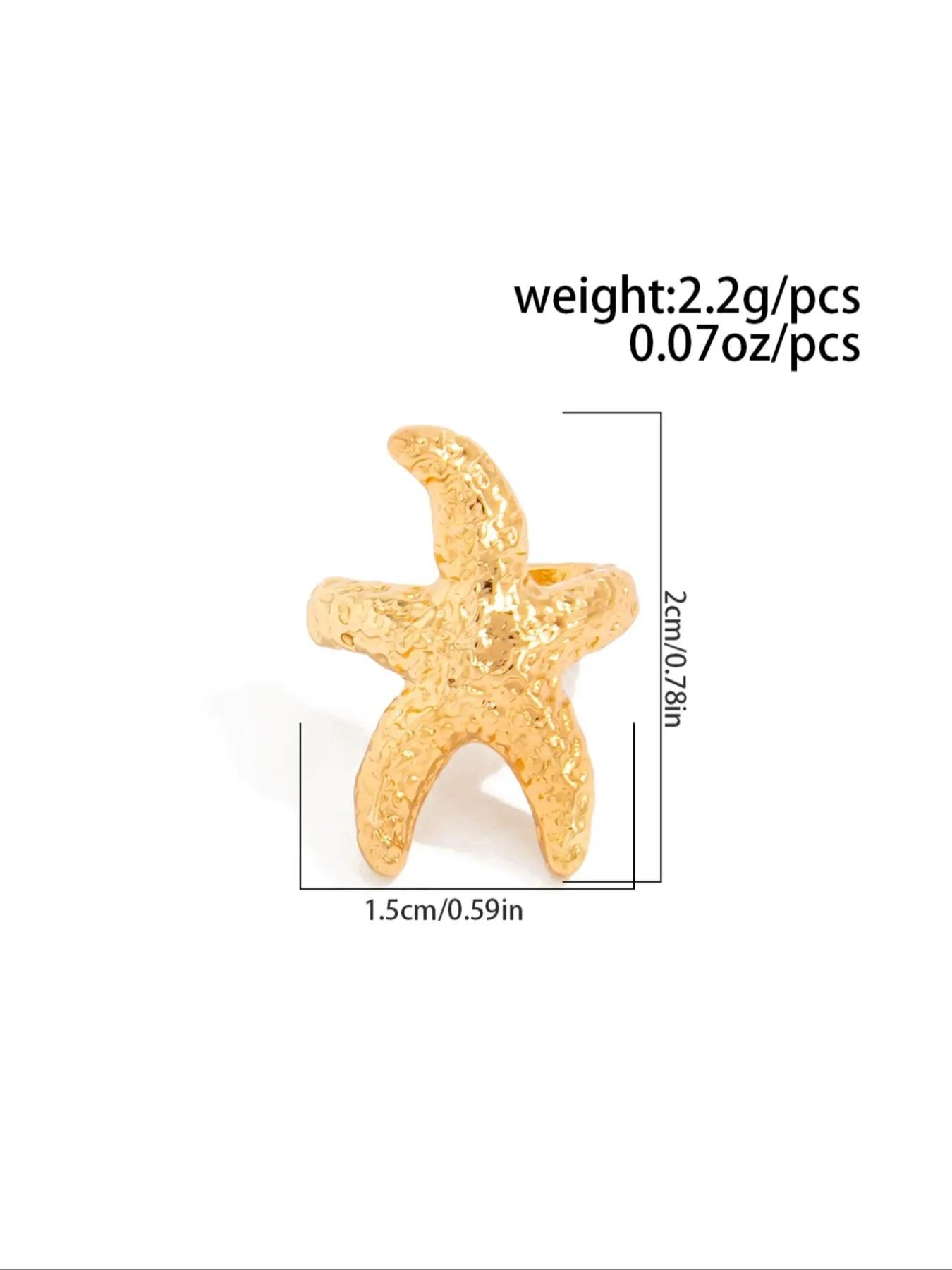 1pc Starfish Ear Cuff, Ocean Theme Ear Clip Earrings For Women, Marine Life Starfish Clip-On Earrings Suitable For Beach Holiday Outfits