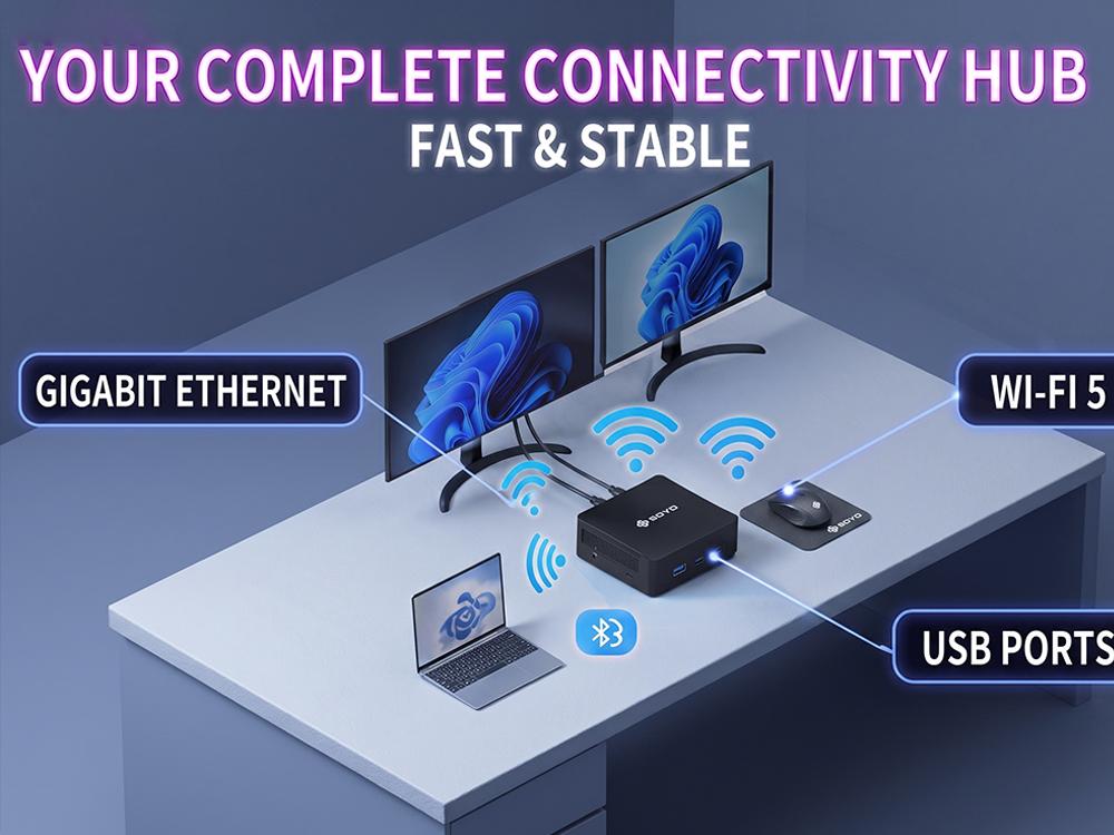 SOYO Y5 Series Mini PC Intel Core i3/i5/i7 Desktop Computer, 8GB RAM 128GB SSD, Micro Compact PC for Home/Office, Support 4K Display, WiFi5 Bluetooth 4.2, Preinstalled Windows 10/11 Pro, Silent Low Power Consumption, Small Form Factor Business Desktop soh