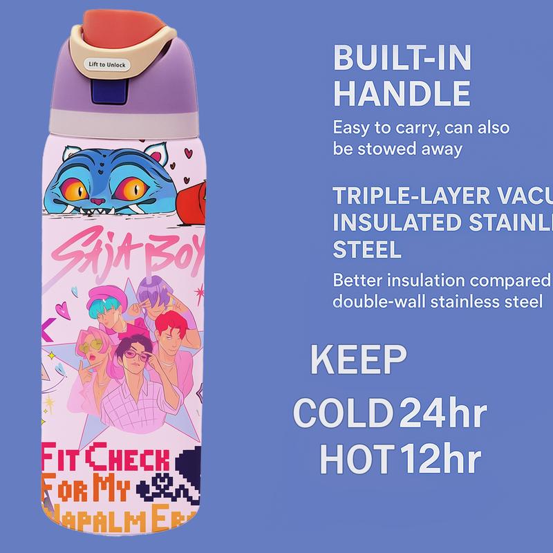 Double Layer Stainless Steel Insulated Cup, Vacuum Insulated Tumbler, Leak-Proof Design, Keeps Warm 12 Hours Cold 24 Hours, Perfect for Coffee Tea Juice,Demon Hunters Kpop Merch