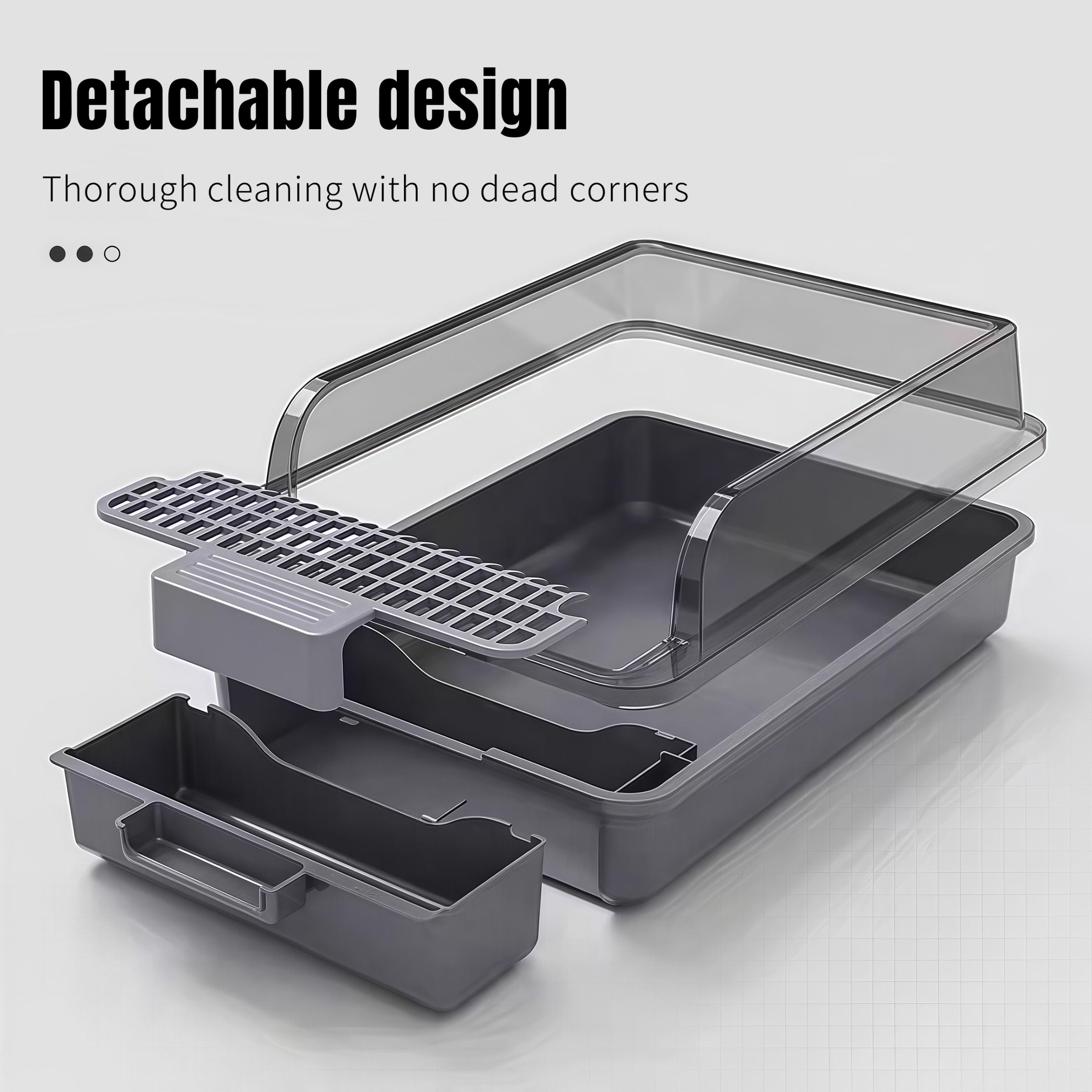 Large Sifting Cat Litter Box with Odor Lock, Privacy Lid & High Spill-Proof Walls, Smooth Surface Easy Clean, Suitable for All Cat Ages