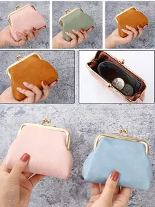 Women's Small Coin Purse, Large Capacity Candy Bag, Short Wallet with Buckle, Mini Clip-On Coin Holder, Ladies' Daily Use, Portable Coin Purse