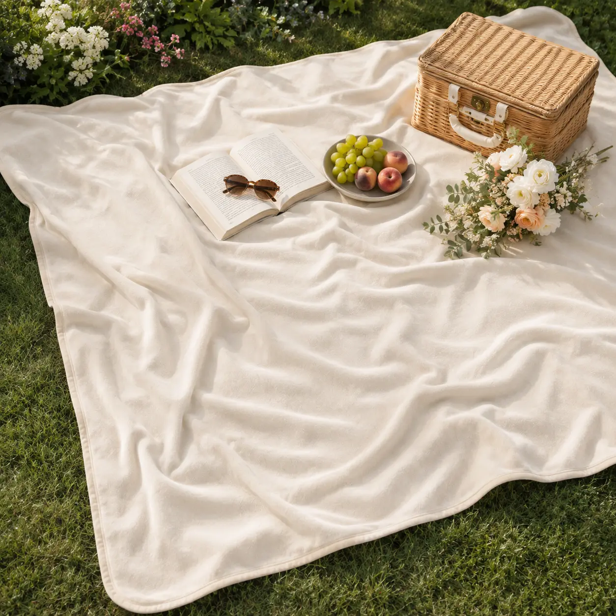 Soft Fleece Outdoor Blanket, Cozy Lightweight Throw for Camping, Patio, Garden, Travel and Picnic