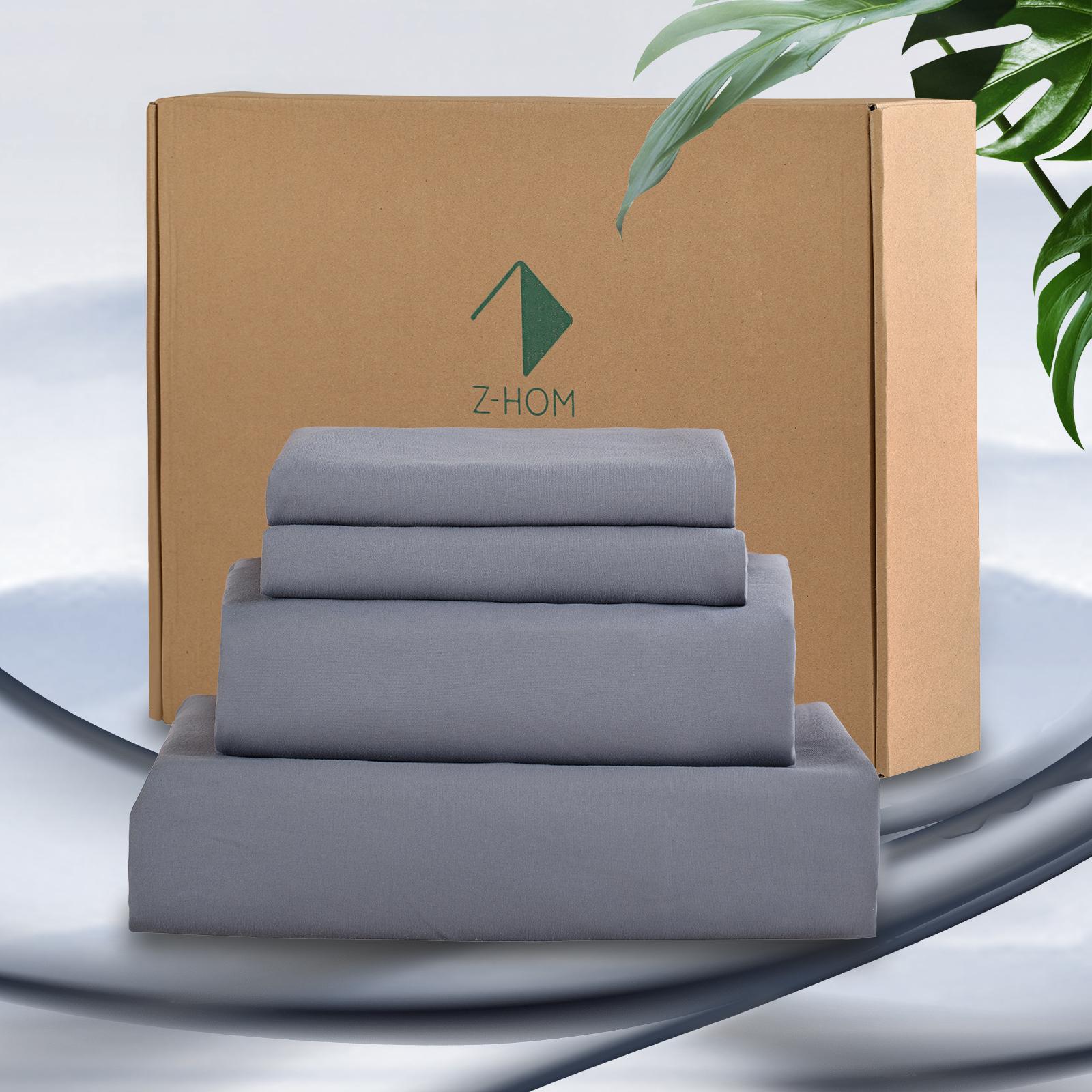 VIZIM Luxury Bed Sheets Set, 4-Piece Microfiber Bedding with Deep Pocket Fitted Sheet, Soft Hypoallergenic Pillowcases & Flat Sheet, Hotel Quality