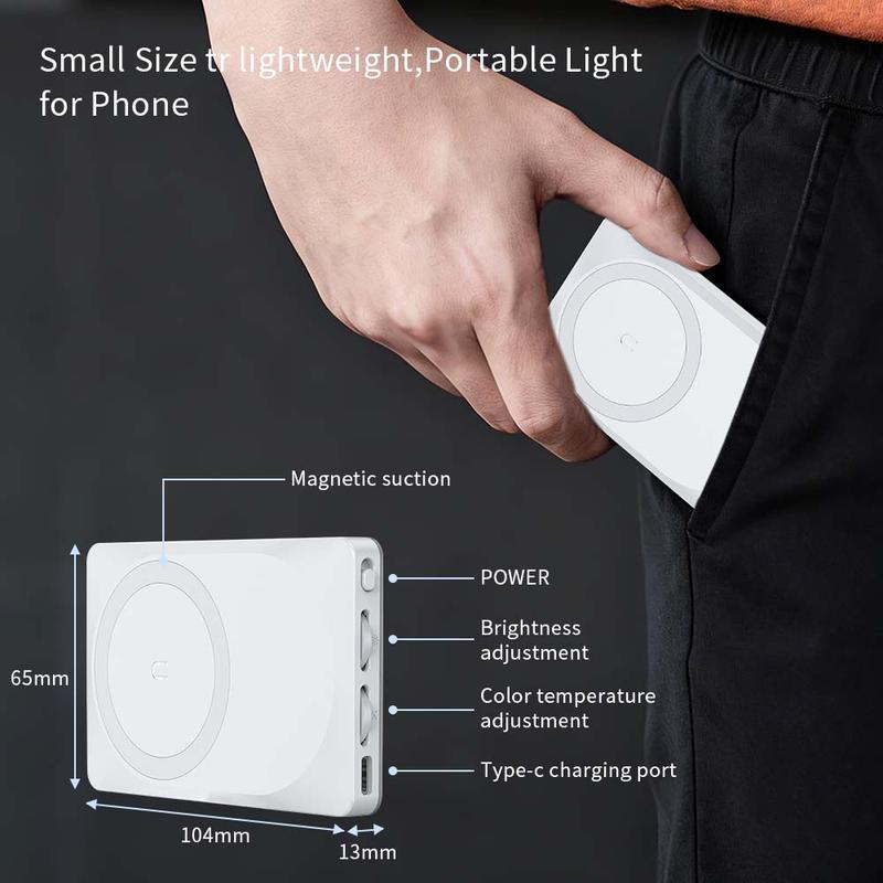 Magnetic Selfie Ring Light for iPhone, Portable Phone Fill Light, Supports Video Recording, Rechargeable LED Lamp for Photography, Vlogging, Makeup, Selfie Led Lights