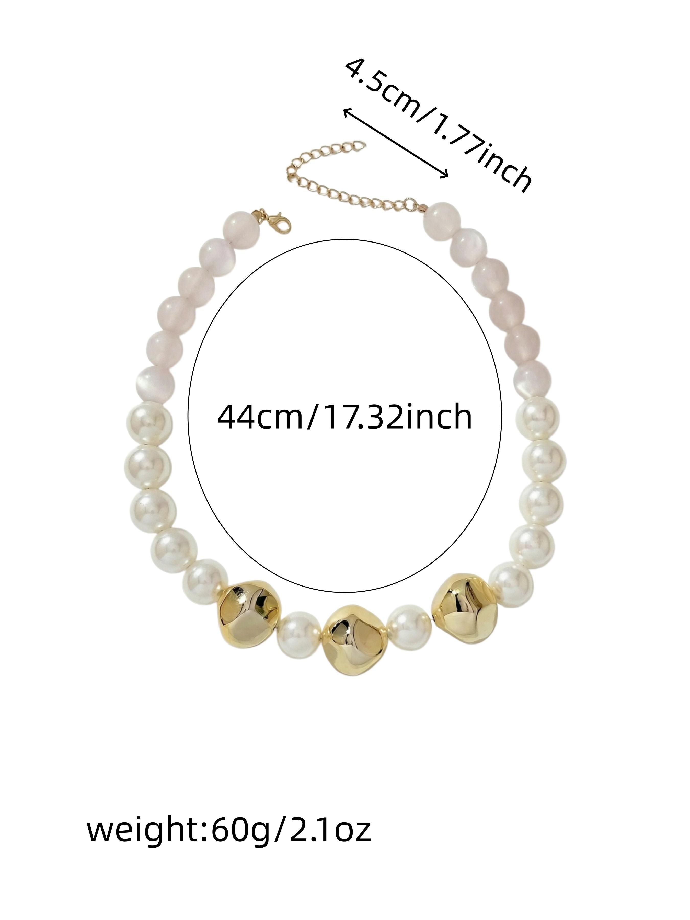 French Vintage Imitation Pearl Necklace, Hammered Gold Bead Accent, Elegant Women's Jewelry, Gift Box Included, All Seasons Wear