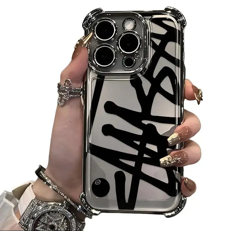 Trendy Hip-Hop Street Style Phone Case for iPhone 17/16/15/14/13/12/11 Pro Max/Plus,Samsung S22/S23/S24/S25/ Featuring a Transparent Soft Back Cover That Is Anti-Fall. Fashion
