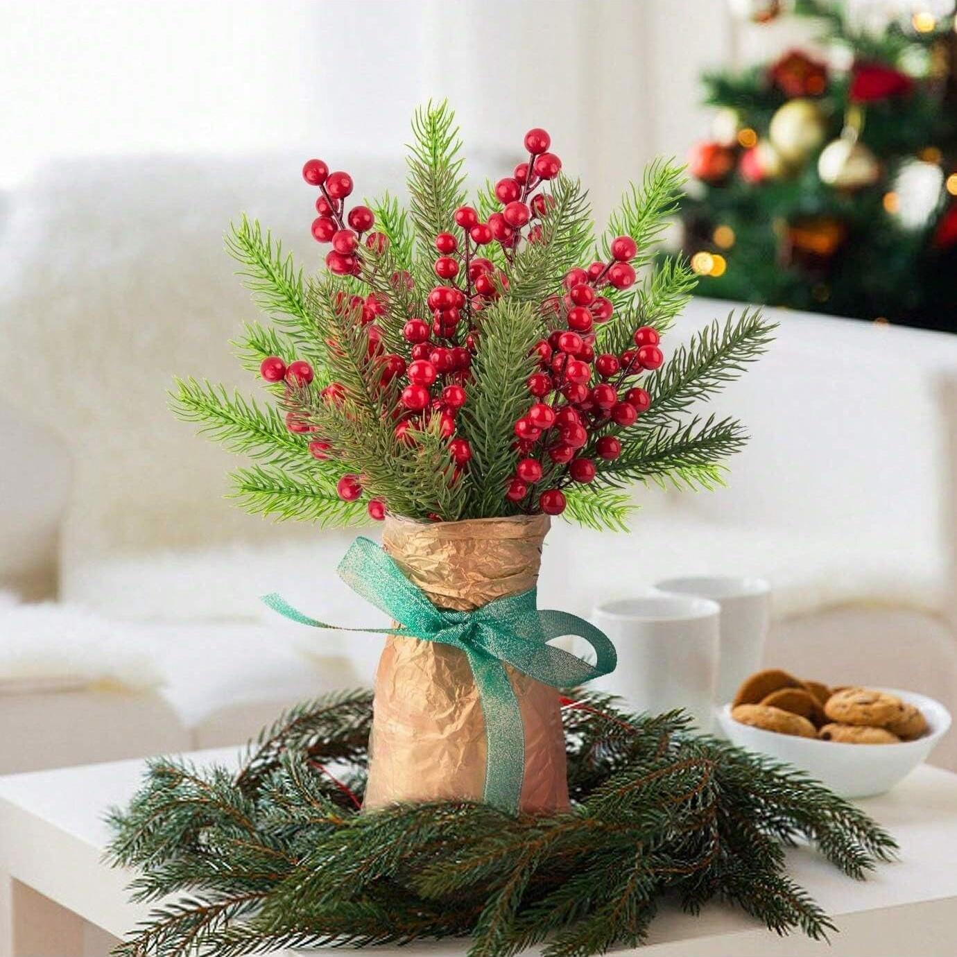 20pcs Artificial Christmas Tree Branches, Berry & Greenery Picks, Holiday Decorations for Home & Party Use