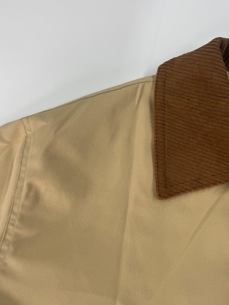 Autumn Winter New European Style Women's Retro Casual Loose Colorblock Corduroy Lapel Windbreaker Coat, Slim-Fit Woven Fabric Jacket