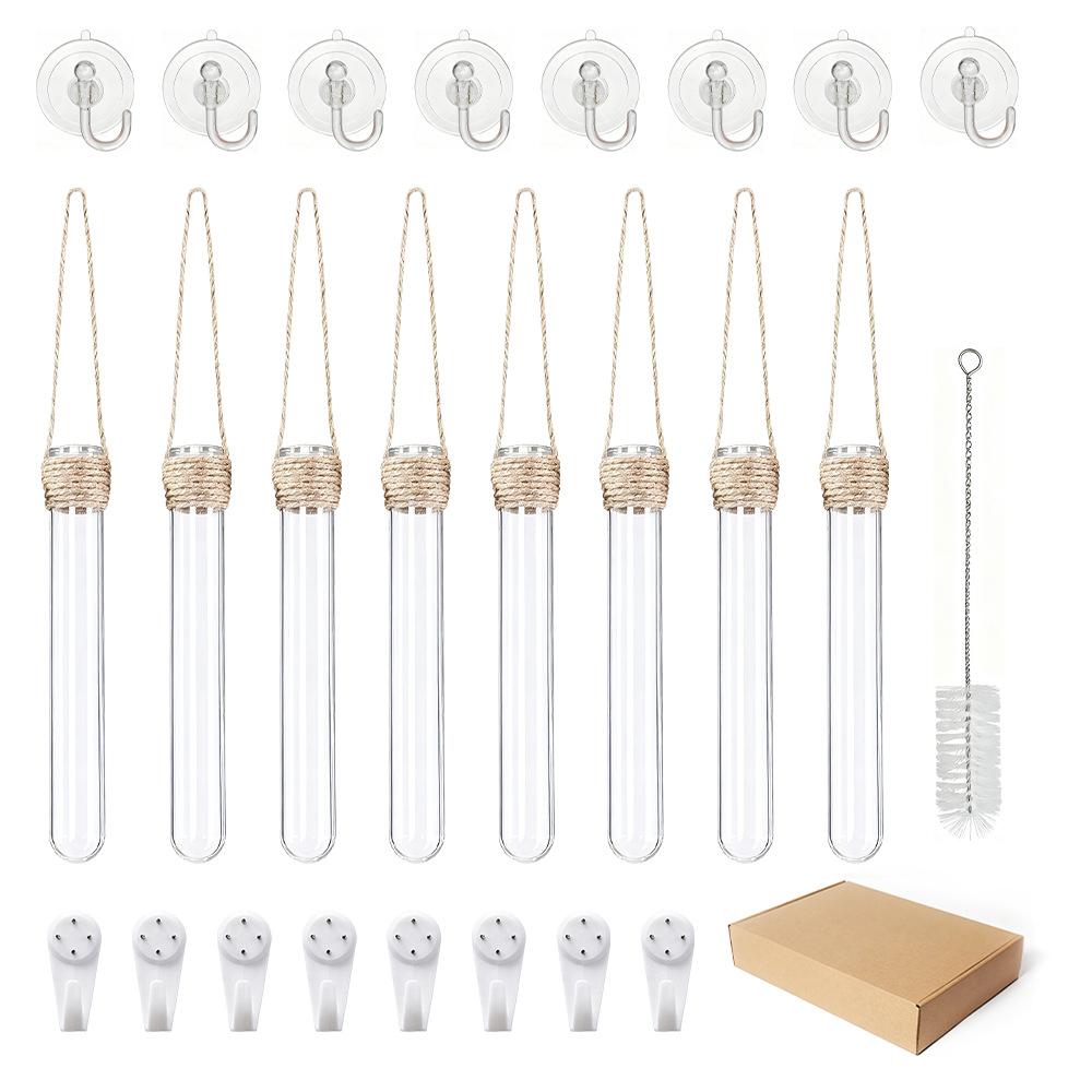 Wall-mounted Test Tube Vase Hemp Rope Hanging Hydroponic Set Simple Nordic Style Punch-free Installation Creative Wall Decoration Home Living Room Soft Decoration
