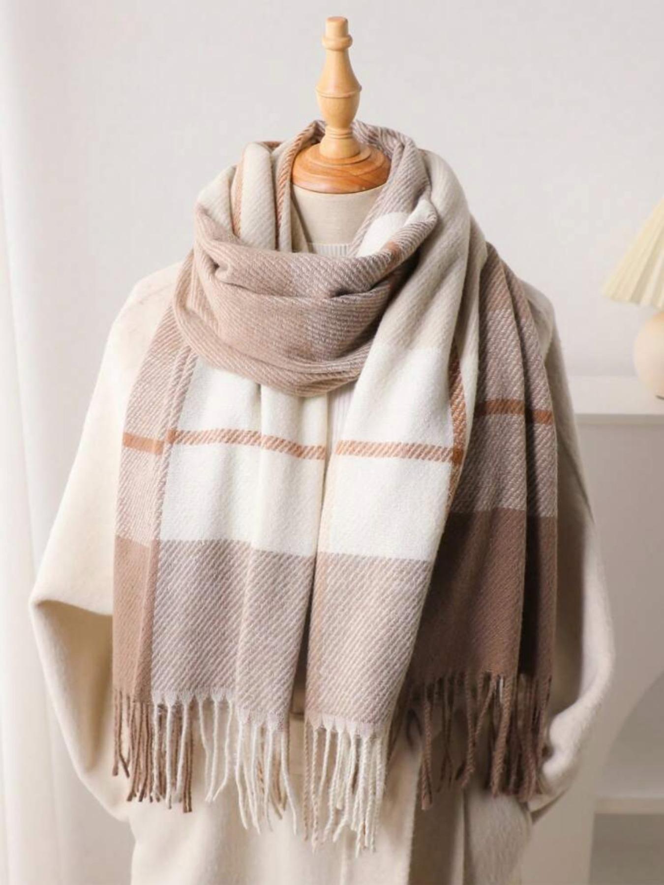 New Arrival Plaid Scarf for Women, Casual Fitted Woven Fabric, Warm & Stylish Design, Perfect for Fall Winter Outdoor Activities, Checkered Scarf