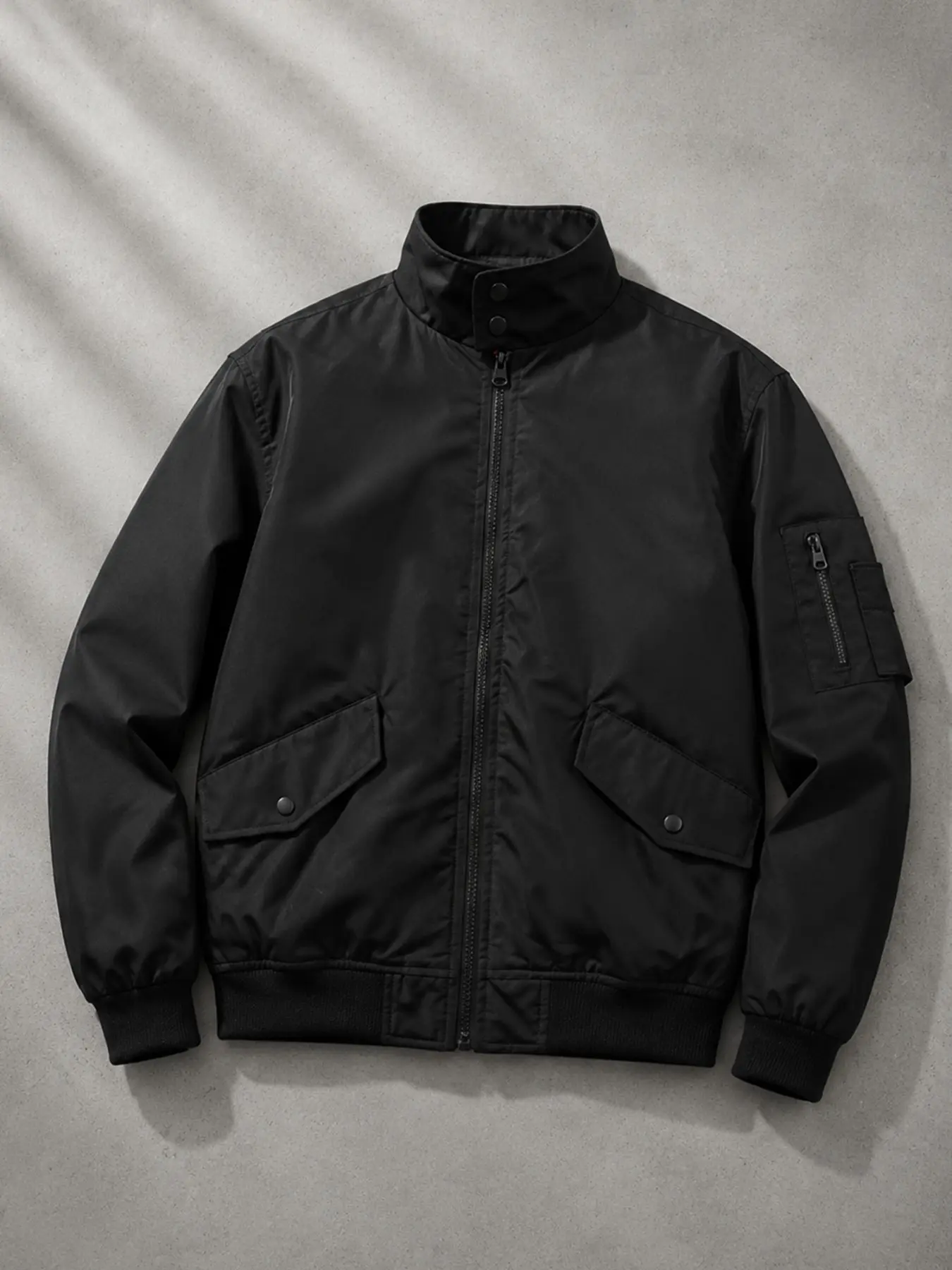 Men's Pilot Jacket, Autumn Stand Collar Coat, Workwear Style Multi-Pocket Jacket, European and American Street Fashion Casual Top, Streetwear Outerwear, Casual Trendy Coat
