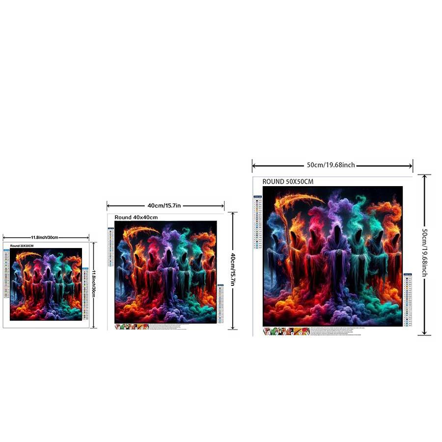 5D DIY Diamond Arts Colorful Painting Kit without Frame, Colorful Grim Reaper Pattern Round Diamond Arts Colorful Painting, DIY Decorative Art Picture for Beginner, Diamond Painting Kits