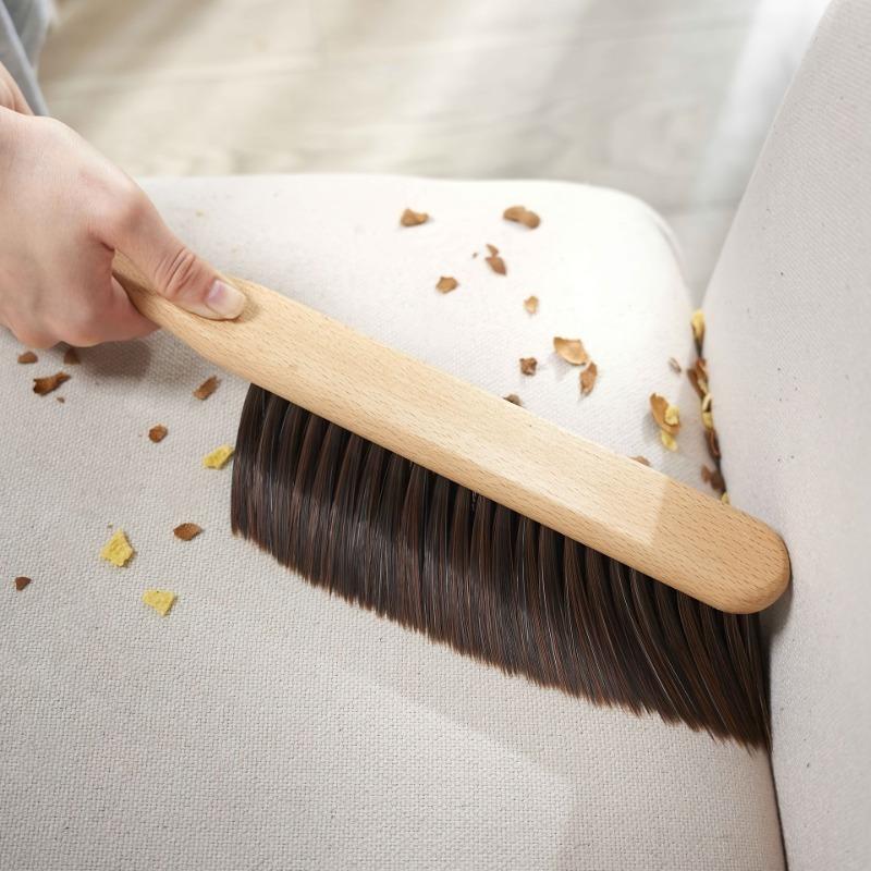 1pc Household Wooden Handle Sweeper Brush, Hand Broom Counter Duster Dusting Brush for Home Cleaning, Soft Dust Brush with Long Wooden Handle for Bed Sofa Furniture Couch Bench Car