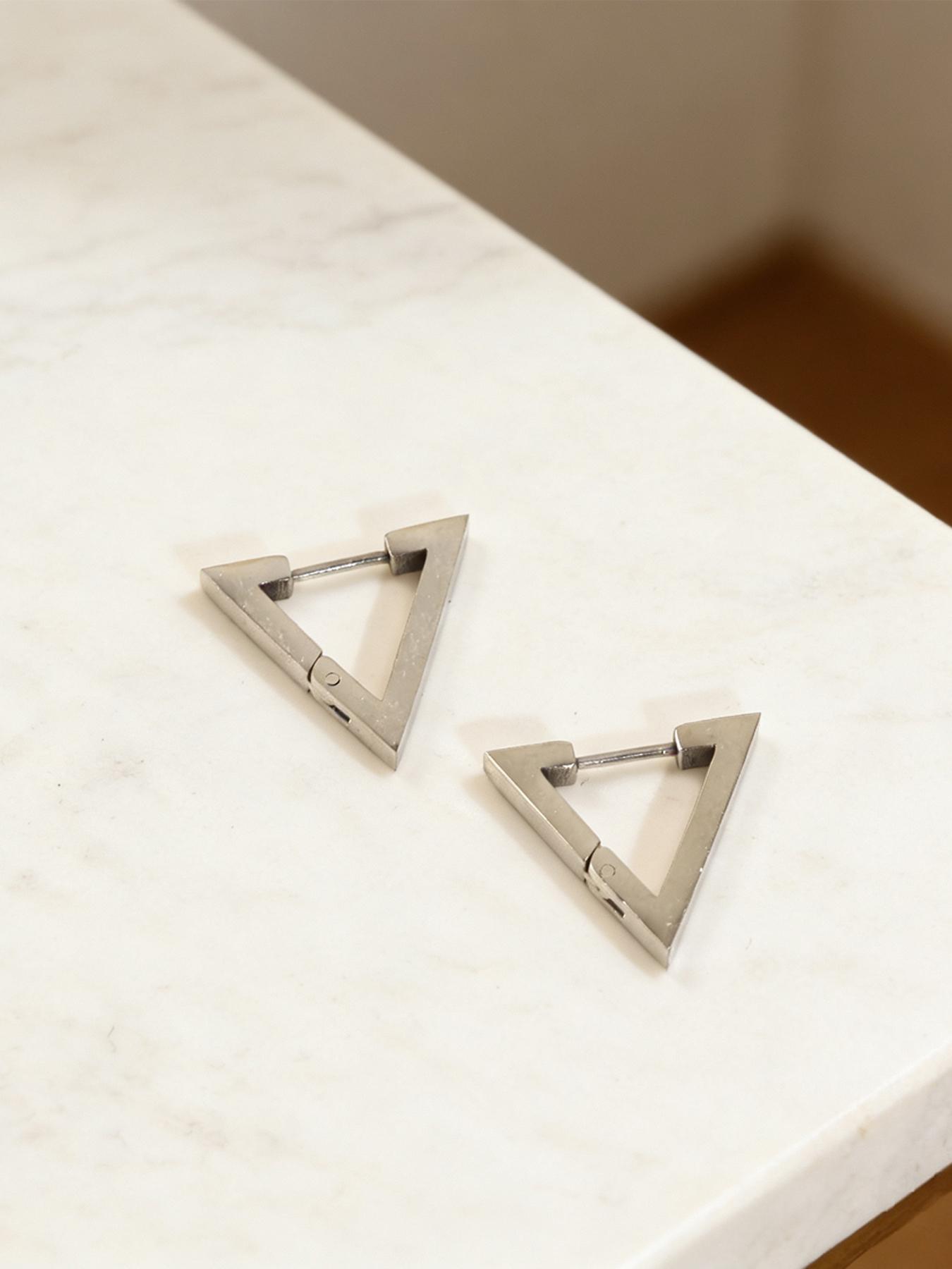 2 Pairs Stainless Steel High Polish Asymmetric Earrings, Triangle Heart Studs for Couples, Daily Wear, Various Festival