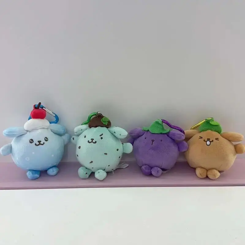 Kawaii Cartoon Pom Pom Purin Fruit Mint Chocolate Plush Toys Keychain Creative Accessories Bag Pendant Doll Friends Holiday Gift