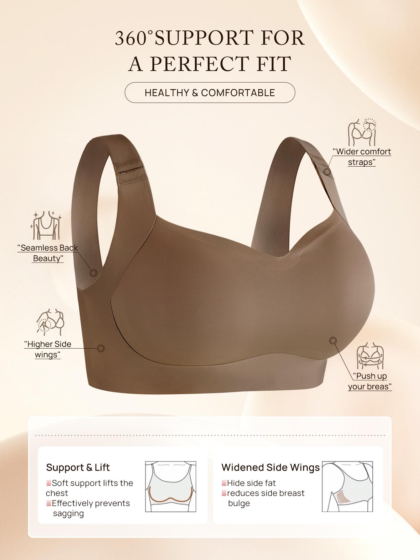 Women's Plus Size Seamless Jelly Bralette, Wide Adjustable Straps, Medium Support, Anti-Sagging, All-Season Casual Underwear